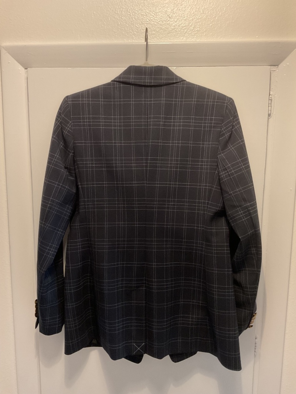 Banana Republic Fitted Blazer, Size 6, Navy Plaid Pattern - Picture 5 of 5